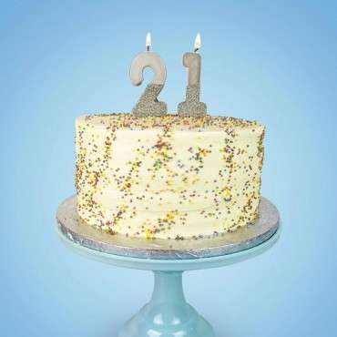 Silver Glamour No. 1 Birthday Candles