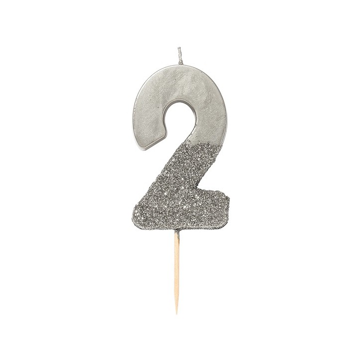 Silver Glamour Birthday Numbercandles 2