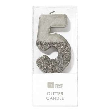 Silver Glamour Number Candles 5