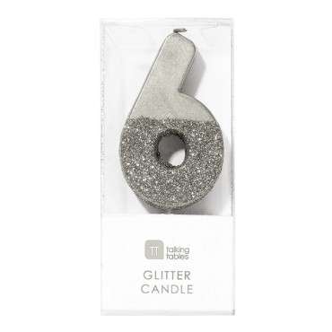 Silver Glamour Number Candles 6