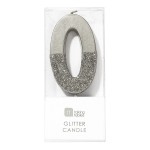 Talking Tables Number 0 Birthday Candle Silver Glamour, 7.5cm