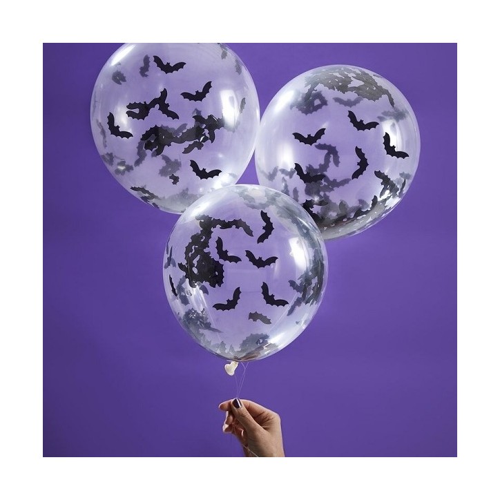 Bat Confetti Balloons, 5pcs