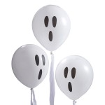 Ginger Ray Halloween Ghost Balloons with Streamers, 5 pcs