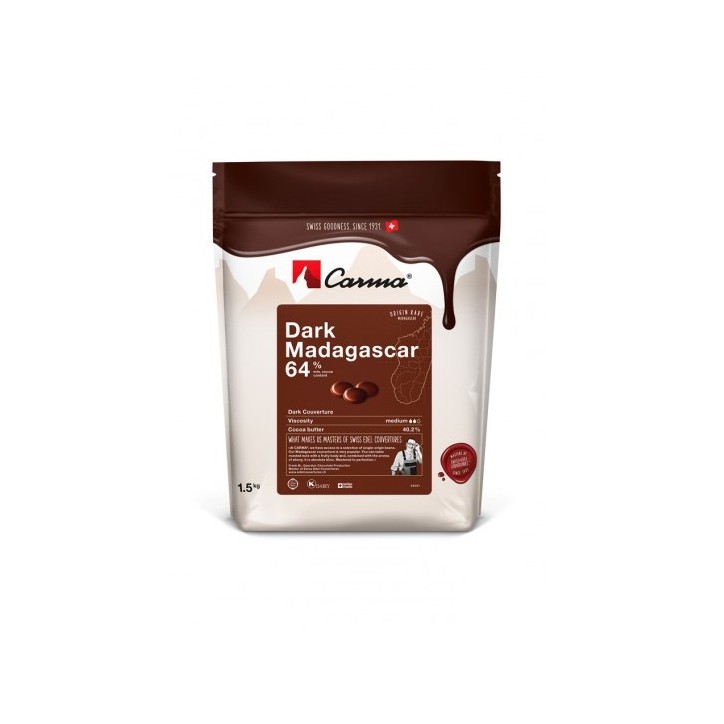 1.5kg Dark Madagascar Couverture Tropfen 64% - Laktosefrei