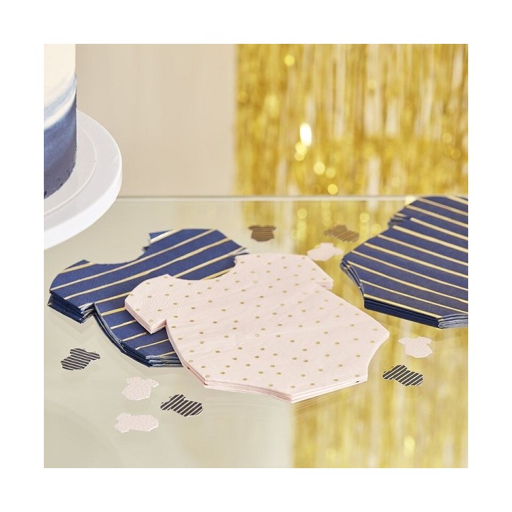 Babygrow Napkins Gender Reveal, 16 Stück