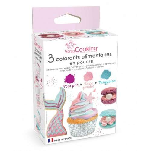 ScrapCooking Edible Lustre Purple - Pink - Turquoise, 3x5g