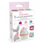 ScrapCooking Edible Lustre Purple - Pink - Turquoise, 3x5g