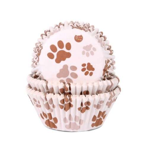 House of Marie Paw Print Brown Cupcake Cases, 50pcs