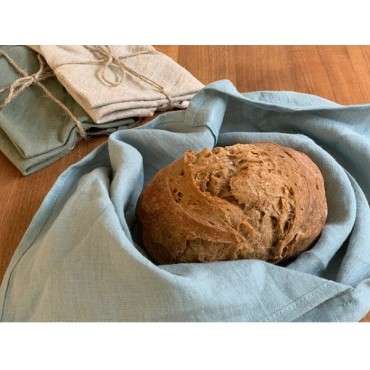 100% linen wrap bread bag blue