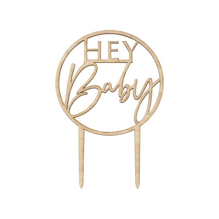 Wood Cake Topper Hey Baby