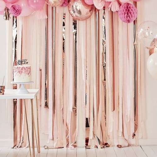 Ginger Ray Pink & Rose Gold Streamer Backdrop