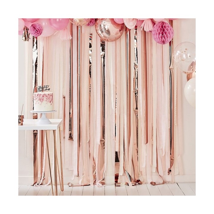 Hintergrund Krepppapier Streifen Rose Gold und Pink