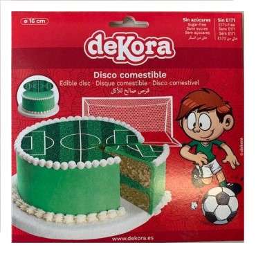 Sugar Sheet Cake Disc Soccer Field, 16cm