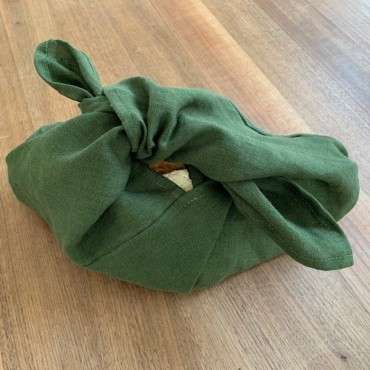 100% linen wrap bread bag darkgreen