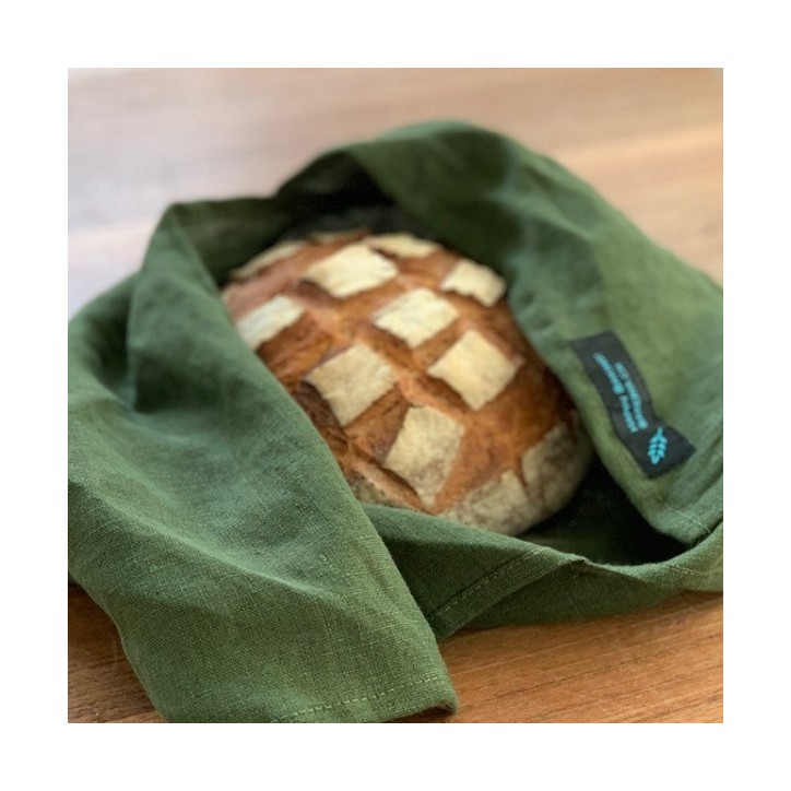 100% linen wrap bread bag darkgreen