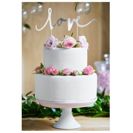 Silver Love Cake Topper