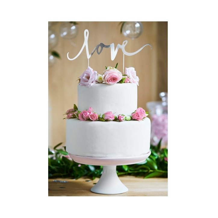 Silver Love Cake Topper