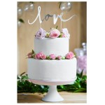 PartyDeco Love Cake Topper - Silver, 7x23cm