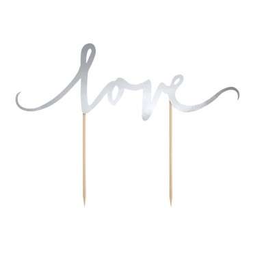 Silver Love Cake Topper