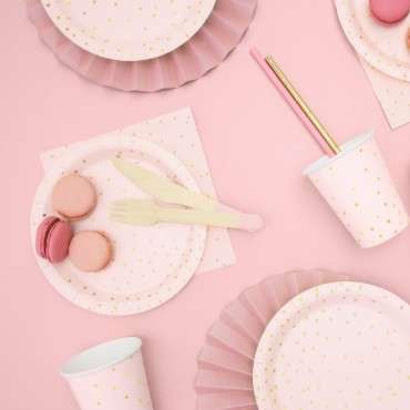 Paper Plates Light Pink with Gold Polka Dots