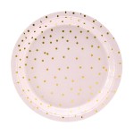 PartyDeco Hellrosa Kuchenteller mit Gold Polkadots, 6 Stück