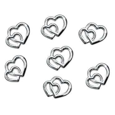 Table Confetti Double Hearts Silver