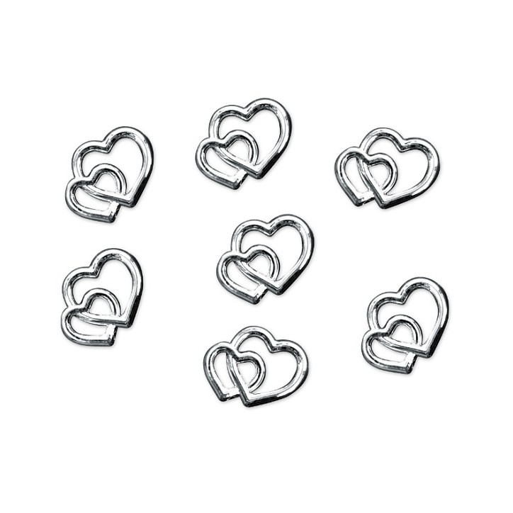 Table Confetti Double Hearts Silver