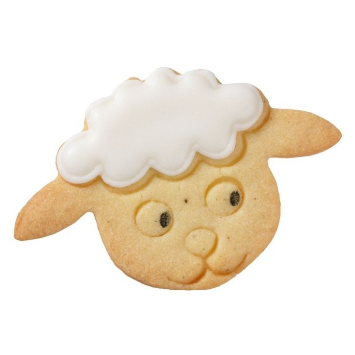 Birkmann Lamb Head Cookie Cutter with Imprint, 8cm