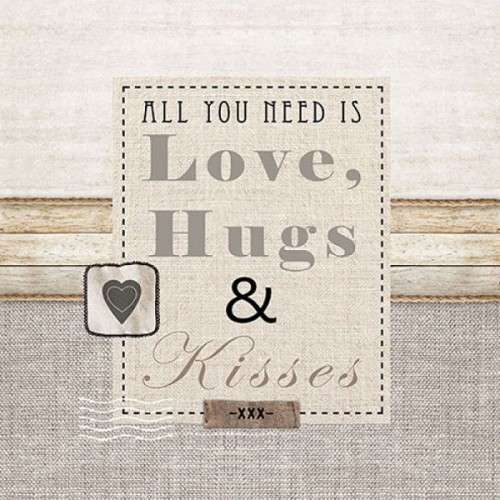 Ambiente Love, Hugs and Kisses Napkins, 20 pcs