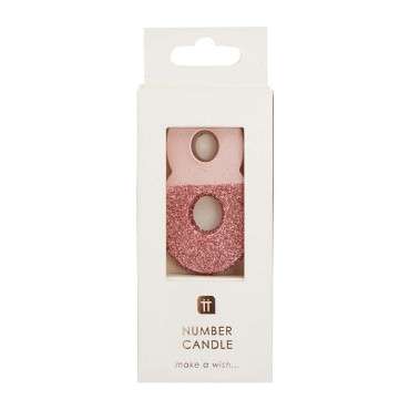 Talking Tables Rosegold Glitter Geburtstagskerze 8 - BDAY-CANDLE-RG-8