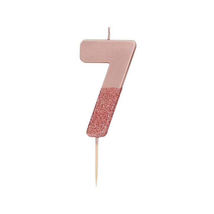 Talking Tables Zahlenkerze Rosegold Glitter 7 - BDAY-CANDLE-RG-7