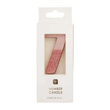 Talking Tables Zahlenkerze Rosegold Glitter 7 - BDAY-CANDLE-RG-7