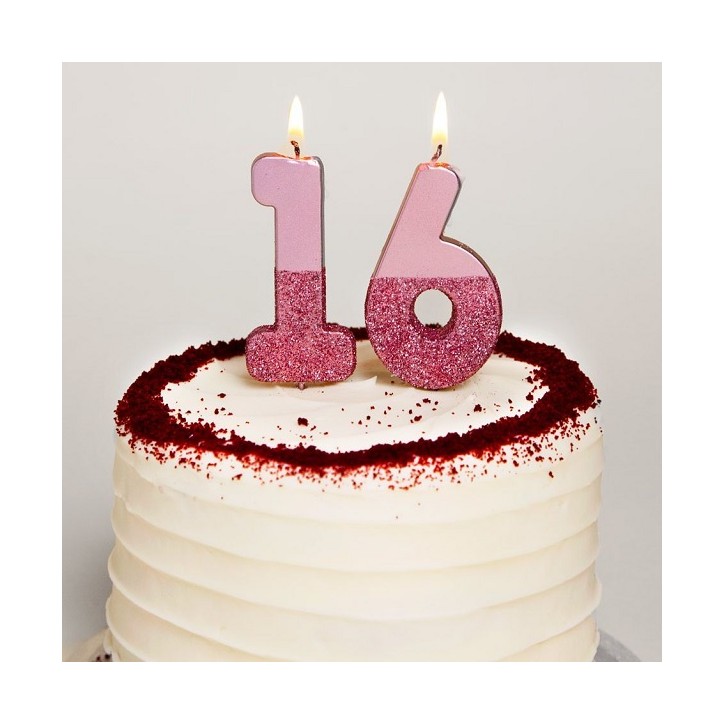 We Heart Birthdays Rose Gold Glitter Number Candle 6 - Talking Tables - BDAY-CANDLE-RG-6