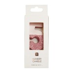 Talking Tables Number 5 Birthday Candle Rose Gold Glamour, 7.5cm