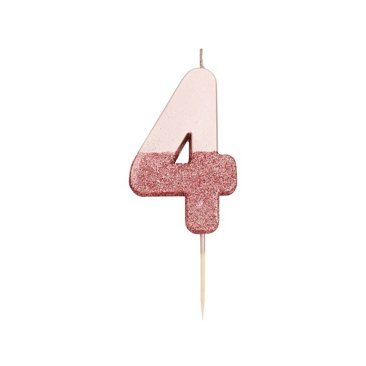 We Heart Birthdays Rose Gold Glitter Number Candle 4