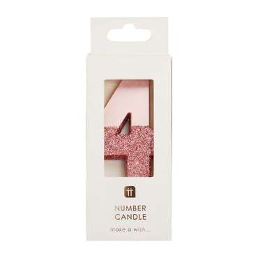 We Heart Birthdays Rose Gold Glitter Number Candle 4