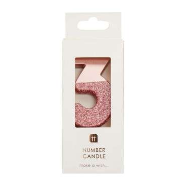 Talking Tables We Heart Birthdays Rose Gold Glitter Number Candle 3