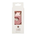 Talking Tables Number 3 Birthday Candle Rose Gold Glamour, 7.5cm