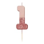 Talking Tables Number 1 Birthday Candle Rose Gold Glamour, 7.5cm