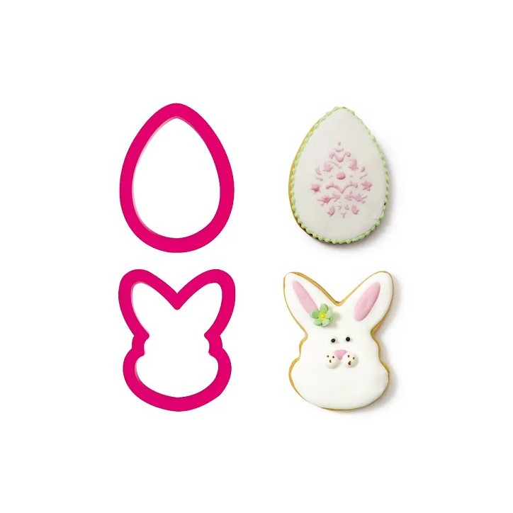 Bunny Face & Egg Cookie Cutters, 2 pcs