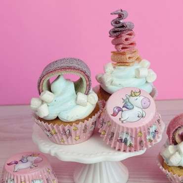 Einhorn Cupcake Papierförmchen 50 Stück - 33844 Decocino