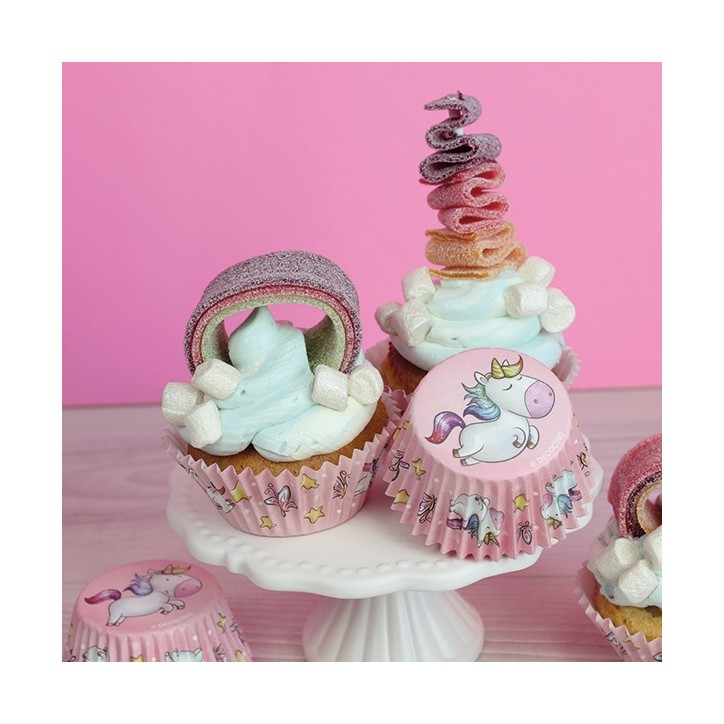 Einhorn Cupcake Papierförmchen 50 Stück - 33844 Decocino