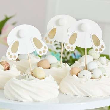 Gold Easter Bunny Bum Cupcake Toppers