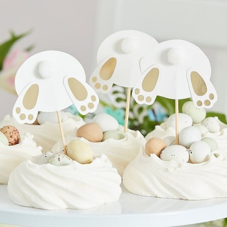 Gold Easter Bunny Bum Cupcake Toppers