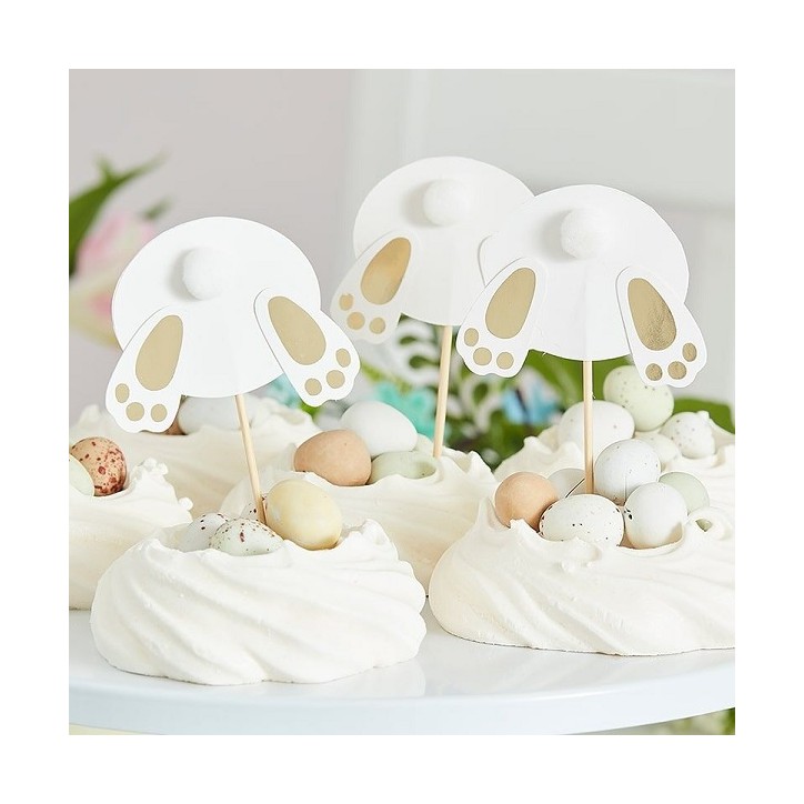 Gold Easter Bunny Bum Cupcake Toppers