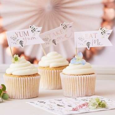 Ginger Ray Afternoon Tea Cupcake Toppers - Lets Partea Floral Food Picks TEA-605