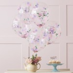 Ginger Ray Happy Birthday Floral Confetti Balloons, 5 pcs