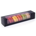 Macaron Box Black with Pink, 10 pcs