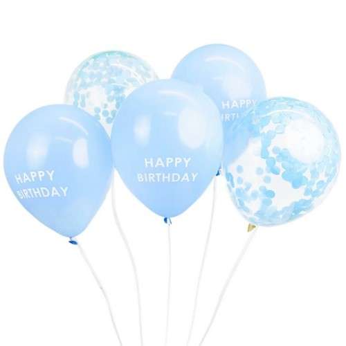 Talking Tables Blue Happy Birthday Balloon Medley, 5 pcs