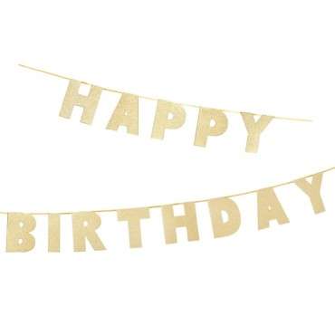 Birthday Banner Luxe Gold - Talking Tables